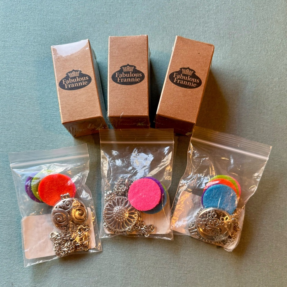 Fabulous Frannie essential oils with diffuser necklaces.